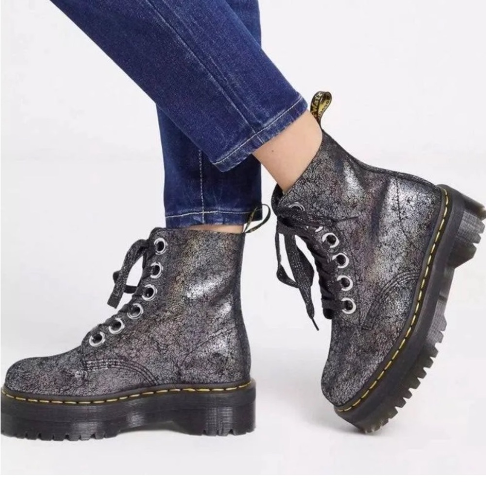 21
Dr Martens Molly Iridescent Crackle Platform Boots-women’s